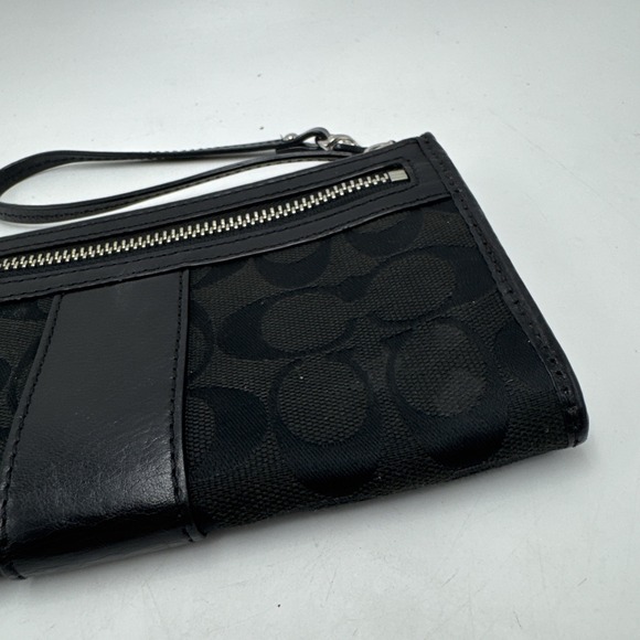 Coach Signature Accordion Zip Wallet Wristlet Black - Picture 8 of 9